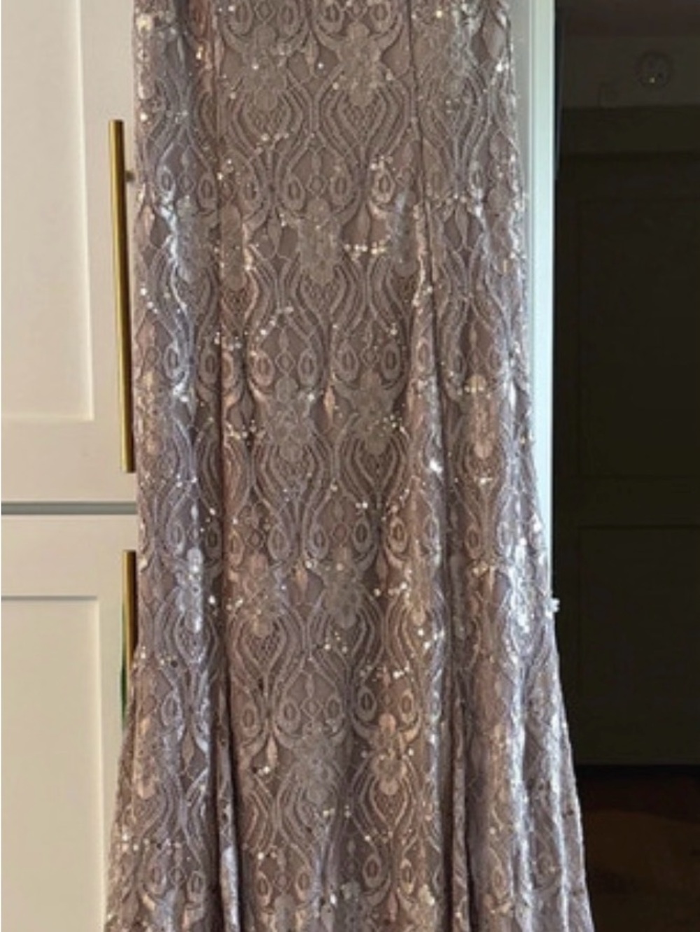 Elegant Taupe Sequin Formal dress